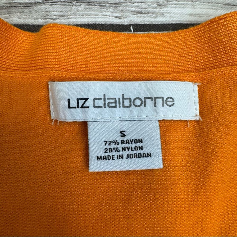 Liz Claiborne Women Long Cardigan Small Golden Orange Button Front Tunic Sweater - Picture 7 of 12